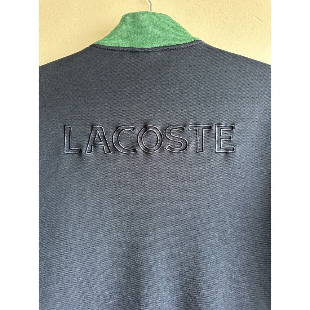 Vintage Y2K Lacoste Sport Track Jacket Navy Green Embroidered Logo Size 3 M